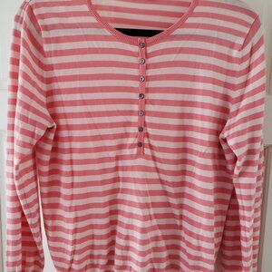 Pink/orange striped henley sweater